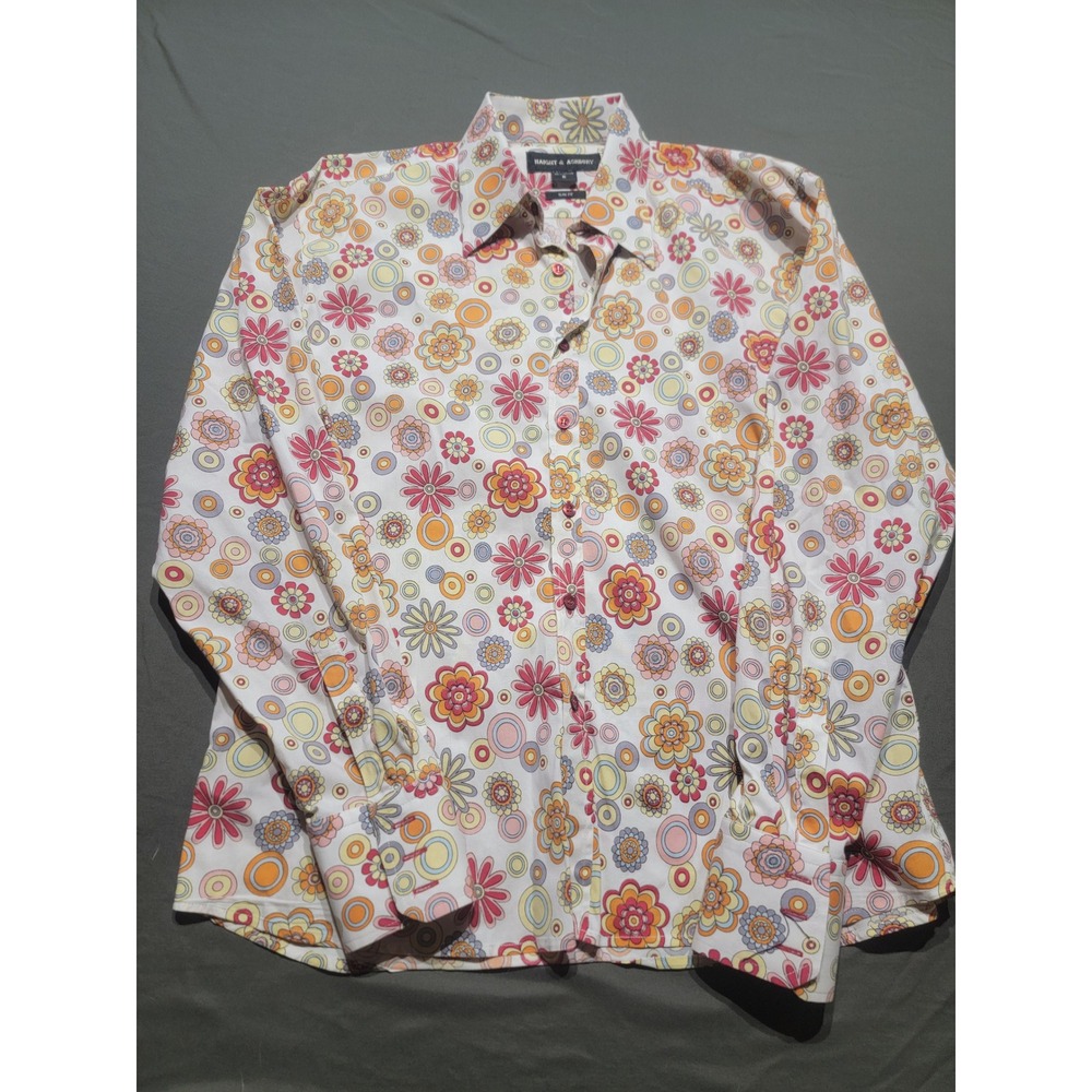 Haight & Ashbury Womens Floral Geometric Print Cotton Button Up Shirt Slim Fit 6